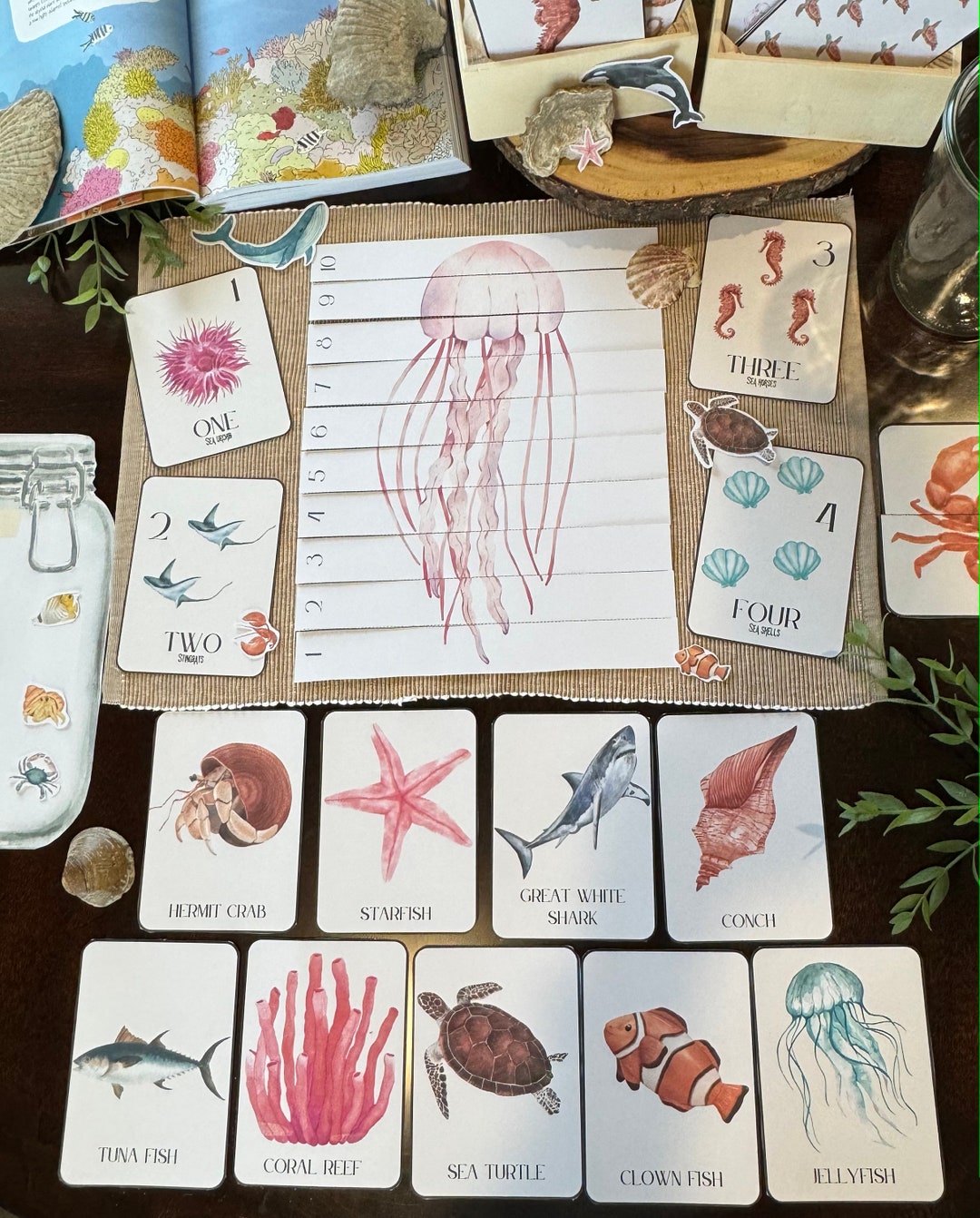 Oceanography Morning Basket Activity, Homeschool Unit, Ocean Animals