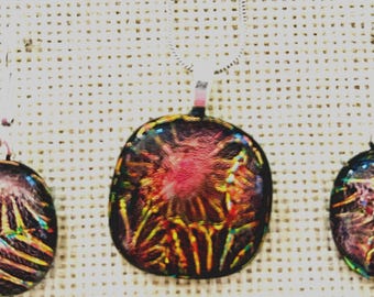 Dichroic Fused Glass Pendant and Dangle Earrings