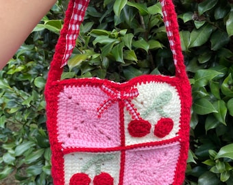 Handmade Crochet Cherry Purse