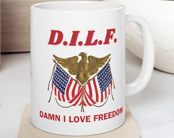 Damn I Love Freedom USA mok, USA 11oz keramische mok, 4 juli cadeau, USA mok, patriottische mok, Amerikaanse mok, koffiemok cadeau, 4 juli mok