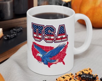 USA mok, 11oz keramische mok, 4 juli cadeau, USA mok, patriottische mok, Amerikaanse mok, koffiemok cadeau, 4 juli mok