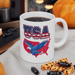 USA Mug, 11oz Ceramic Mug, 4th of July gift, USA mug, Patriotic Mug, American Mug, Coffee Mug gift, 4th of July Mug