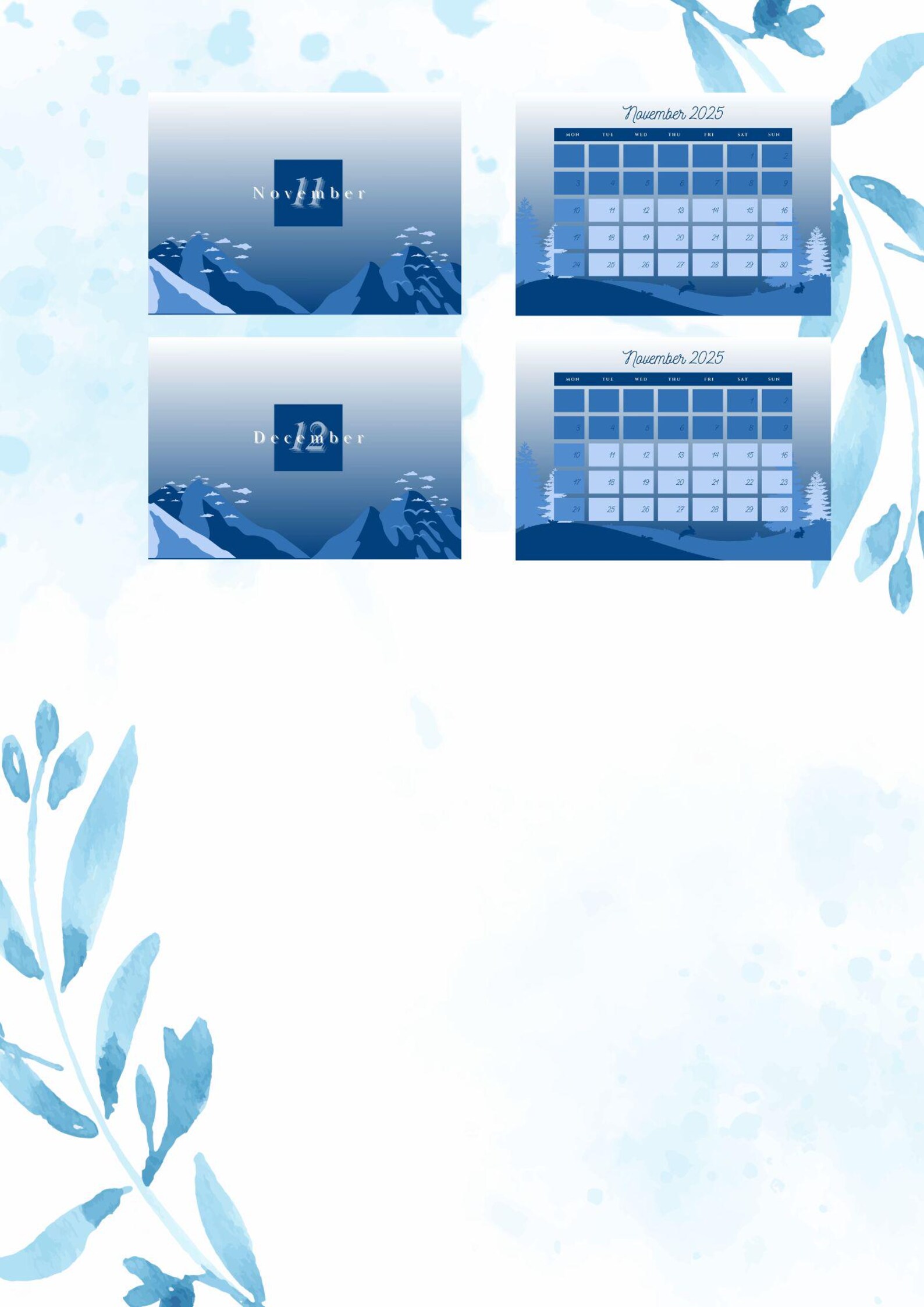 Printable Calendar 2025 | Monthly Planner 2025 | A4, Letter | Landscape ...