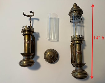 Pair of Vintage Brass and Glass GWR Railroad Lantern