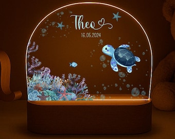 Personalized baby night light – underwater world with name | LED night lamp made of acrylic glass