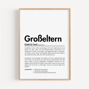 Grandparents poster personalized – gift for grandma and grandpa with name and definition – loving wall picture for grandparents