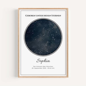 Carte du ciel étoilé personnalisée pour la naissance | Poster bébé ciel étoilé avec noms et dates | Cadeau de naissance, de baptême ou décoration de chambre