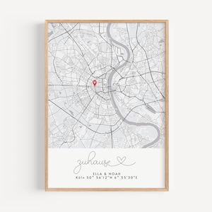 Zuhause Koordinaten Bild | Familienposter mit Namen | personalisiertes Poster | Familienbild, Geschenk, Hochzeit, Umzug, Geburtstag