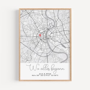 Wo alles begann Poster | Personalisiertes Koordinaten Bild für Paare | Geschenk Hochzeit Jahrestag Verlobung Valentinstag Liebe
