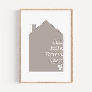 Personalisiertes Familien Poster: Namen - Geschenkidee Familienposter - Personalisiertes Geschenk | Einzug Umzug Haus Wohnung