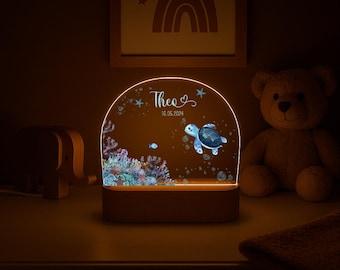 Veilleuse personnalisée | Monde sous-marin | Verre acrylique | Cadeau d'anniversaire | Cadeau de baptême | Cadeau de naissance | Cadeau | Chambre d'enfant | Veilleuse