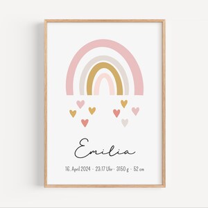 Manifesto di nascita arcobaleno | Regalo per la nascita | Date di nascita dei poster | tavola di nascita personalizzata | Foto della nascita | Tema natale | Neonato