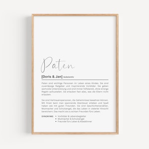 Paten Definition | Patenonkel Patentante | Personalisiertes Poster Download| | Taufe | Taufpate | Geschenk | Geburtstag