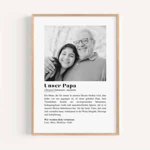 Poster di condoglianze | Ricordo | Ricordo per il defunto | Poster personalizzato | Stampa commemorativa per papà | Regalo di condoglianze | Regalo di lutto