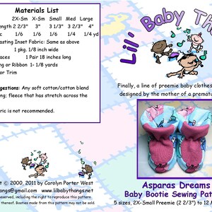 Thistledown, Baby Bootie PDF Sewing Pattern, Includes 5 sizes Preemie up to 12 mths, Instant Download image 5