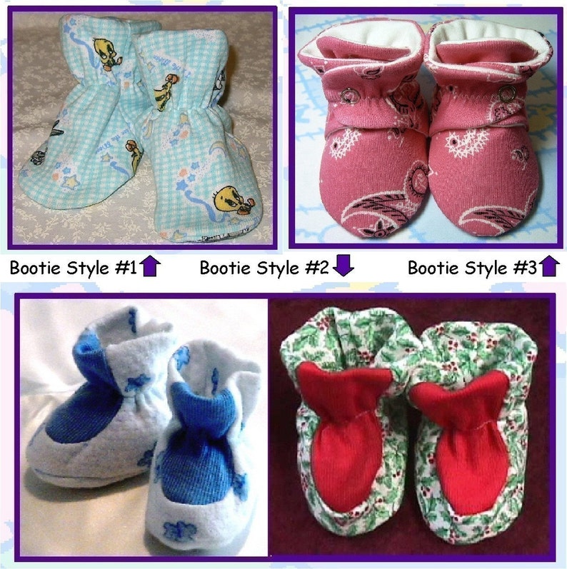 Baby Bootie Sewing Pattern Book 5 styles in 5 sizes Preemie Etsy