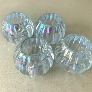 Vintage Iridescent Glass Candle Holders: Scallop Reversible Votive Candlesticks, Set of 4 image 7