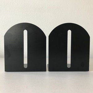 Vintage Black Metal Minimalist Industrial Deco Arched Bookends - Set of Two