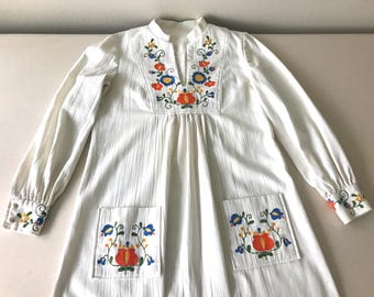 Vintage Mexican-Style Maxi Dress - Handmade Festival Style, Size Small