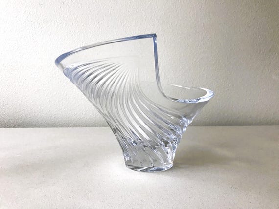 Vintage Louise Kennedy Crystal Bowl: Art Deco Nouveau Salad Serving Bowl