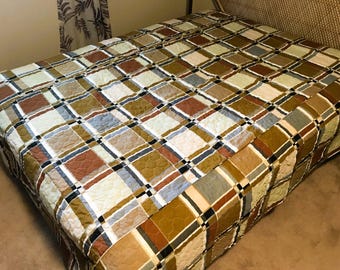 Vintage Midcentury Mod Bedspread - Geometric Twin Size Bed Cover