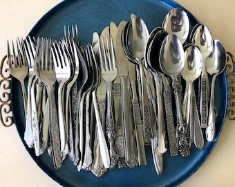 Vintage DELUXE Mismatched Stainless Flatware Set: Midcentury Service for 12 (72 Pieces)
