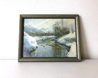 Vintage Framed Original Photograph: Seasonal Winter Decor