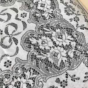 Vintage White Lace Tablecloth - Small Square Lacy 35&quot; Tablecloth - Farmhouse Floral Tablecloth - Cottagecore White Lace Tablecloth