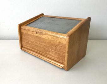 Vintage Punched Tin & Wood Breadbox - Folk Art, Country-Style Bread Box