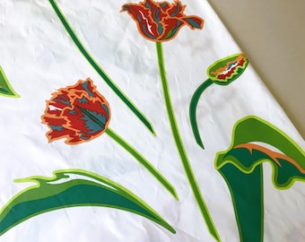 Vintage Parrot Tulip Fabric - Katarina Hamilton Scandinavian Design - 4 Yards