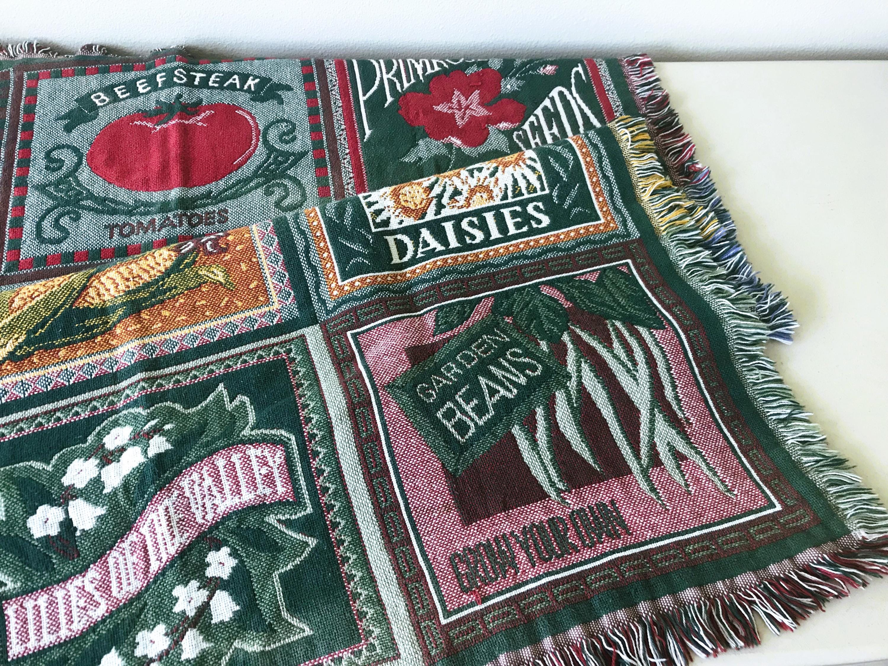 Vintage Woven Throw Blanket - Goodwin Weavers Cotton Fringed
