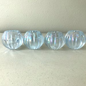 Vintage Iridescent Glass Candle Holders: Scallop Reversible Votive Candlesticks, Set of 4 image 5
