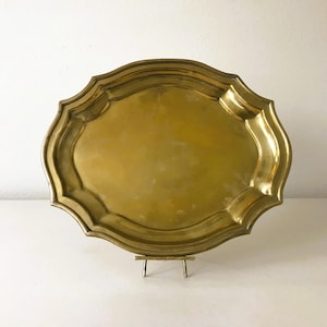Vintage Brass Tray - Brass Kitchen Serving Platter - Brass Vanity Tray - Decorative Brass Tray