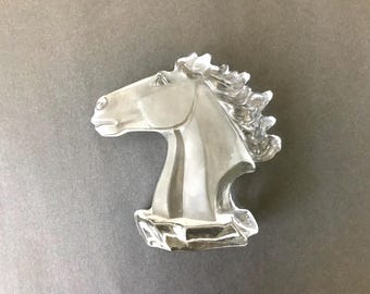 Vintage Solid Frosted Glass Horse Single Bookend