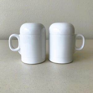 Vintage NEW Salt & Pepper Shaker Set - White Ceramic Shakers with Handles