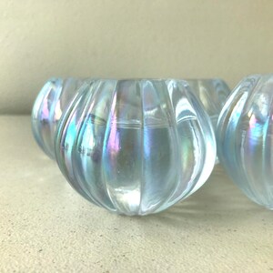 Vintage Iridescent Glass Candle Holders: Scallop Reversible Votive Candlesticks, Set of 4 image 8