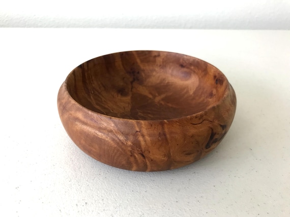 Artisan Hand-Turned 5.5" Burl Wood Bowl - Handmade Carved Small Wooden Trinket Dish