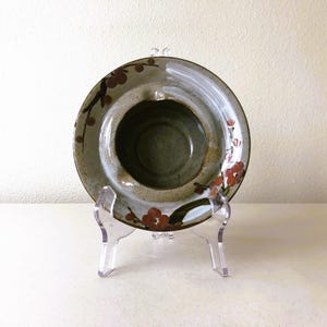 Vintage Ashtray - Ceramic Hand Painted Cherry Blossom Speckled Pottery Deep Ashtray