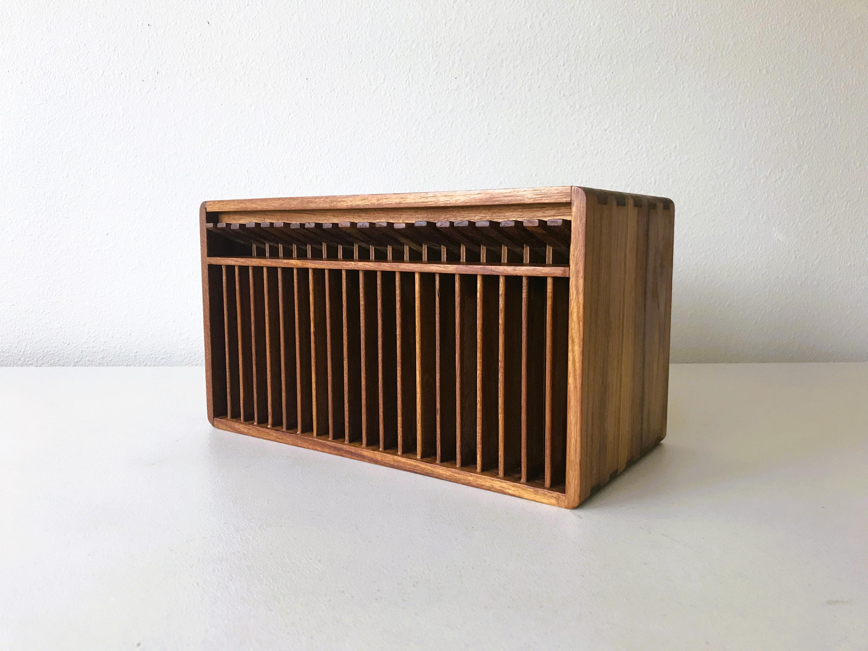 Vintage KALMAR Teak Wood CD Holder - Teak CD Holder With Levers or