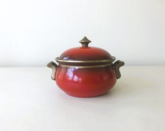 Asta Germany 1970s Handpainted Floral Casserole Pot With Lid, 7x6