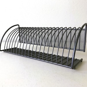 Vintage Metal CD Holder - Grey Minimalist Industrial Storage, Holds 20 CDs