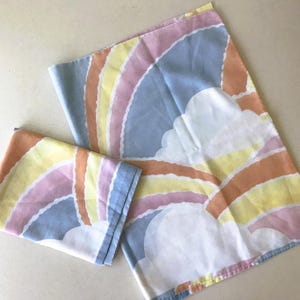 Vintage Rainbow Pillowcases - Pastel Rainbows & Clouds Standard Pillowcase Set - Set of Two