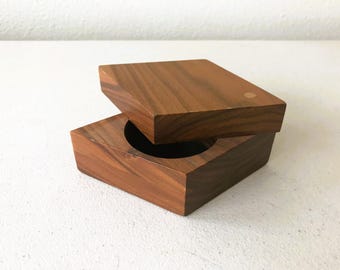 Vintage Handmade Diamond-Shaped Swivel Small Wood Box