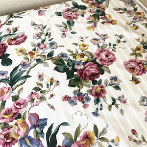 Vintage Waverly Floral Chintz Fabric: Coated Cotton Upholstery Material (6.8 yards)