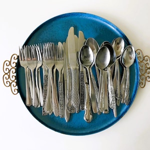 Midcentury Mismatched Stainless Steel Flatware Set - Service for 8 (40 Pieces)