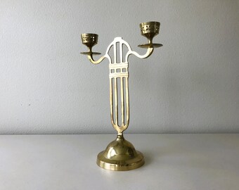 Vintage Regal 15" Tall Brass Openwork Candelabra Double Candle Holders Candlesticks