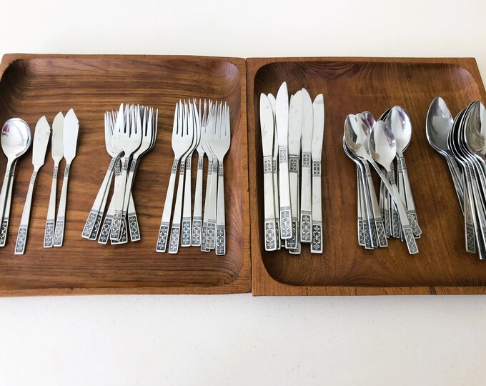 Vintage Midcentury MCM Customcraft fleur De Lis Flatware Stainless