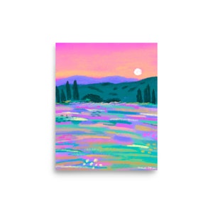Vivid wildflower mountain scenery abstract art print