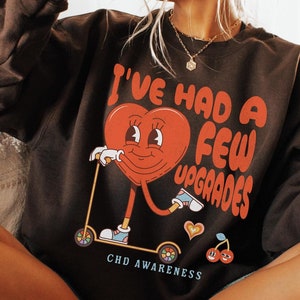 CHD Awareness Shirt- Heart Warrior Shirt-Heartiversary Tee-Sweatshirt for CHD-Retro Textured Congenital Heart Defect Sweatshirt Gift for Her