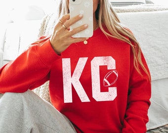 Sudadera de los Kansas City Chiefs - Camiseta texturizada de KC - Camiseta de fútbol americano de KC con aspecto vintage - Camiseta de día de juego de KC - Camiseta elegante de los Chiefs - Regalo para los Chiefs